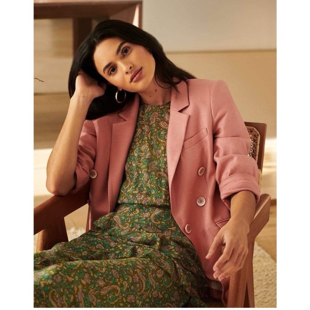 Veronica Beard Blazer Odile Dickey Pink Jacket Rosewood Double Breasted SZ 0 - Picture 3 of 16